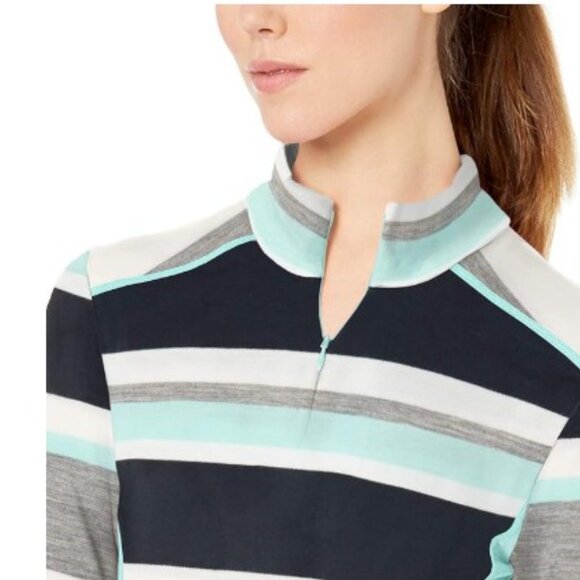 9-Helly Hansen Women's Striped Jersey - Dark Blue, Gray, White, and Turquoise - Picture 2 of 14